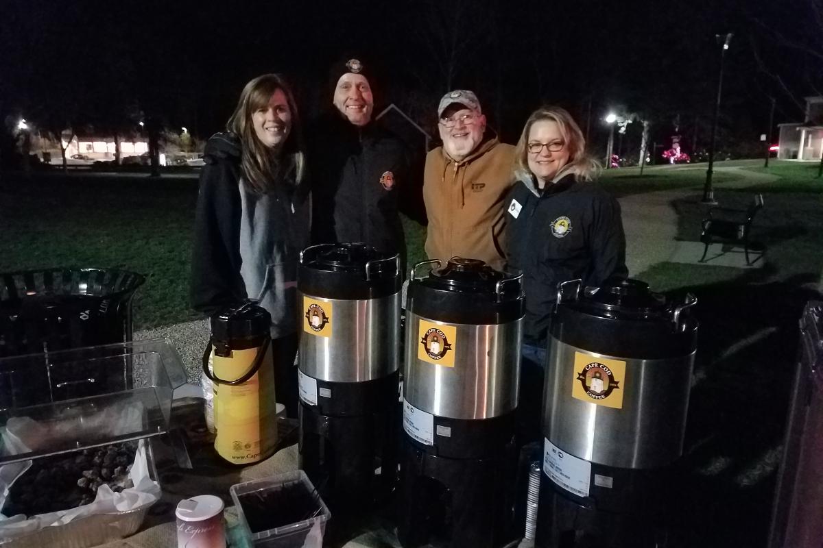 Cape Cod Coffee serving Hot Chocolate at the Holiday Tree Lighting