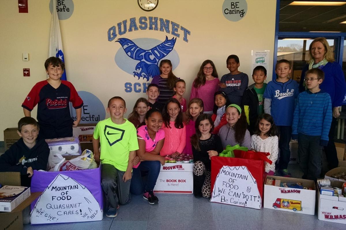 Quashnet Elementary "Mountain of Food" Annual Recreation "Fill the Van" Food Drive