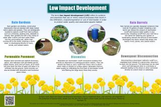 A poster made by the Department of Natural Resources on different types of low impact development structures homeowners can use.